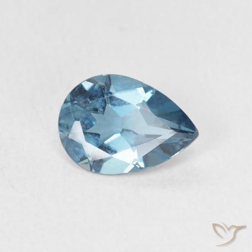 0.76 ct Blue Topaz Stone, Natural Topaz in Pear Facet Shape for Sale