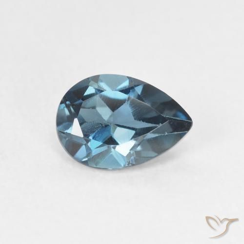 0.90 ct Blue Topaz Stone, Natural Topaz in Pear Facet Shape for Sale
