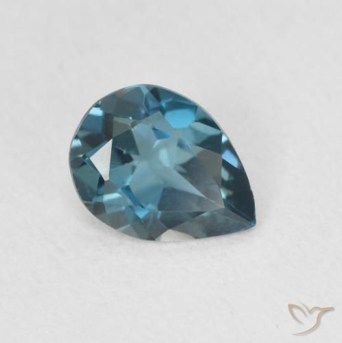0.58 ct Blue Topaz Stone, Natural Topaz in Pear Facet Shape for Sale