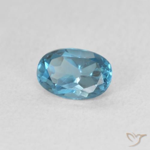 0.56 ct Blue Topaz Stone, Natural Topaz in Oval Facet Shape for Sale