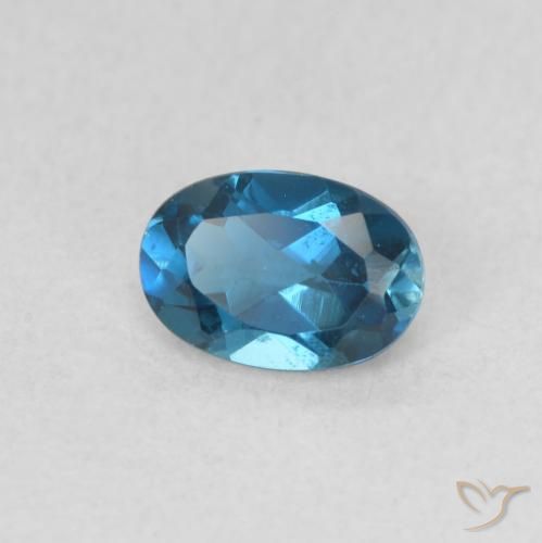 0.63 ct Blue Topaz Stone, Natural Topaz in Oval Facet Shape for Sale