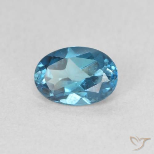 0.63 ct Blue Topaz Stone, Natural Topaz in Oval Facet Shape for Sale