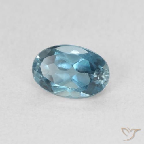 0.65 ct Blue Topaz Stone, Natural Topaz in Oval Facet Shape for Sale