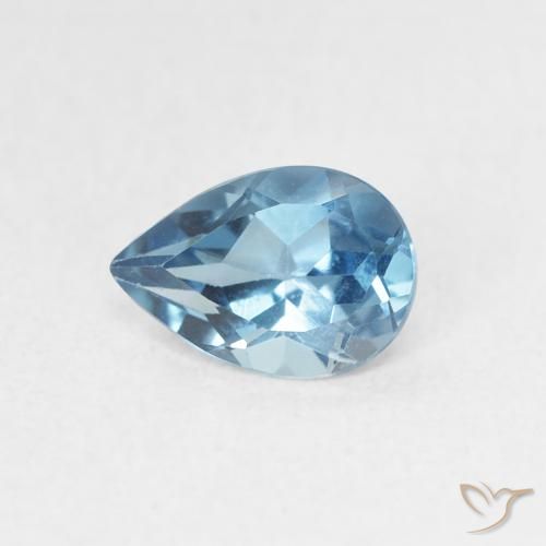 0.82 ct Blue Topaz Stone, Natural Topaz in Pear Facet Shape for Sale