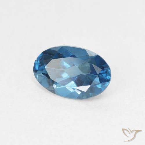 0.60 ct Blue Topaz Stone, Natural Topaz in Oval Facet Shape for Sale