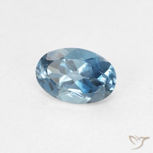 0.56 ct Blue Topaz Stone, Natural Topaz in Oval Facet Shape for Sale
