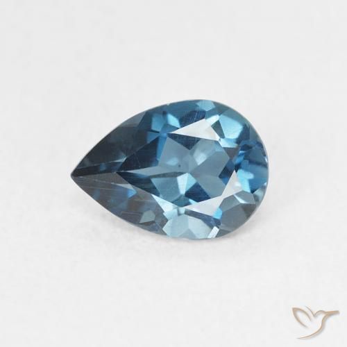 0.75ct Natural London Blue Topaz, Pear Shape, VVS-VS