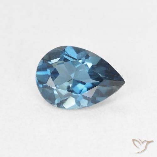 0.75 ct Blue Topaz Stone, Natural Topaz in Pear Facet Shape for Sale