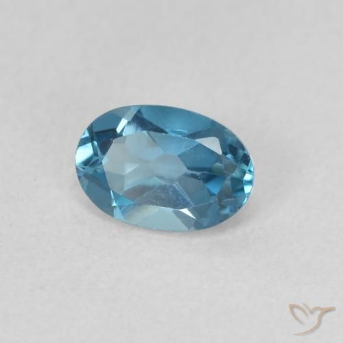 0.59 ct Blue Topaz Stone, Natural Topaz in Oval Facet Shape for Sale