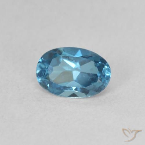 0.57 ct Blue Topaz Stone, Natural Topaz in Oval Facet Shape for Sale