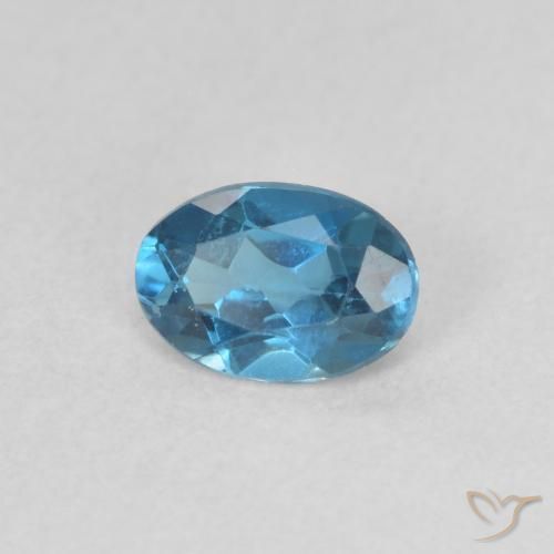 0.50 ct Blue Topaz Stone, Natural Topaz in Oval Facet Shape for Sale