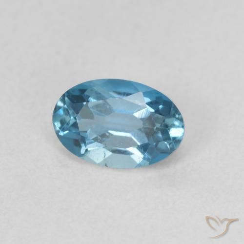 0.64 ct Blue Topaz Stone, Natural Topaz in Oval Facet Shape for Sale