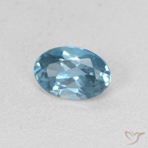 0.59 ct Blue Topaz Stone, Natural Topaz in Oval Facet Shape for Sale