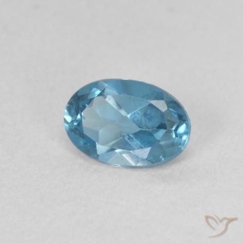 0.53 ct Blue Topaz Stone, Natural Topaz in Oval Facet Shape for Sale