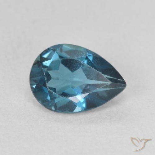 0.83 ct Blue Topaz Stone, Natural Topaz in Pear Facet Shape for Sale