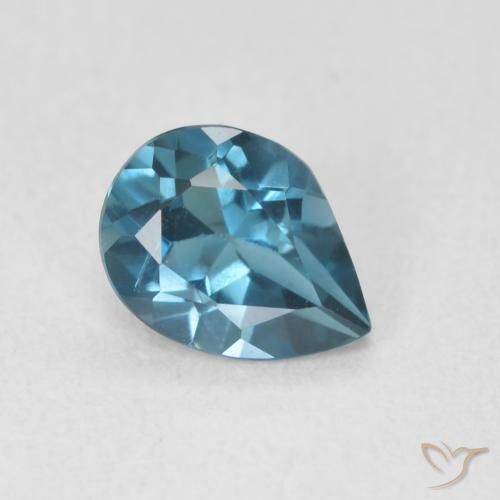 0.73 ct Blue Topaz Stone, Natural Topaz in Pear Facet Shape for Sale