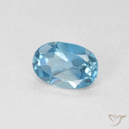 0.52 ct Blue Topaz Stone, Natural Topaz in Oval Facet Shape for Sale