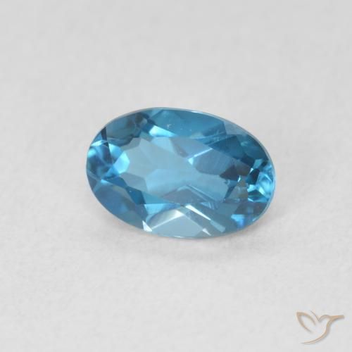 0.57 ct Blue Topaz Stone, Natural Topaz in Oval Facet Shape for Sale