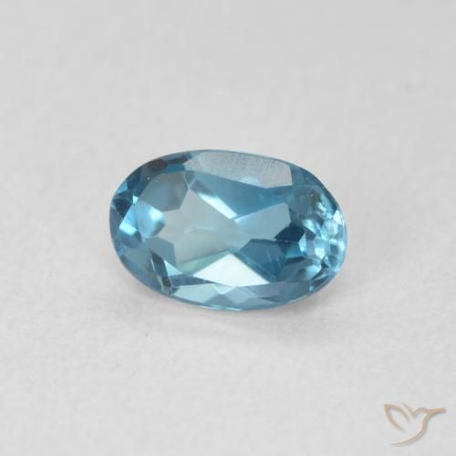 0.59 ct Blue Topaz Stone, Natural Topaz in Oval Facet Shape for Sale
