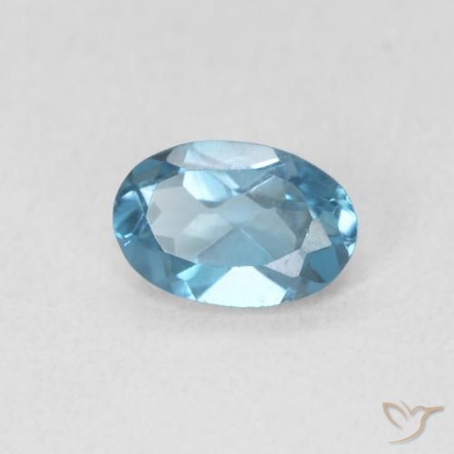 0.59 ct Blue Topaz Stone, Natural Topaz in Oval Facet Shape for Sale