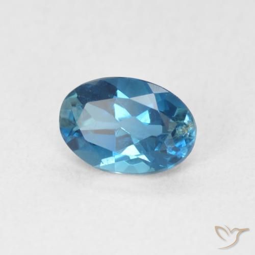 0.62 ct Blue Topaz Stone, Natural Topaz in Oval Facet Shape for Sale