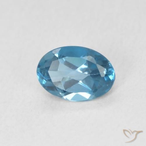 0.58 ct Blue Topaz Stone, Natural Topaz in Oval Facet Shape for Sale