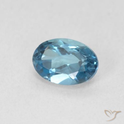 0.69 ct Blue Topaz Stone, Natural Topaz in Oval Facet Shape for Sale