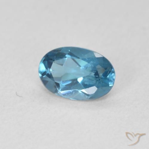 0.56 ct Blue Topaz Stone, Natural Topaz in Oval Facet Shape for Sale