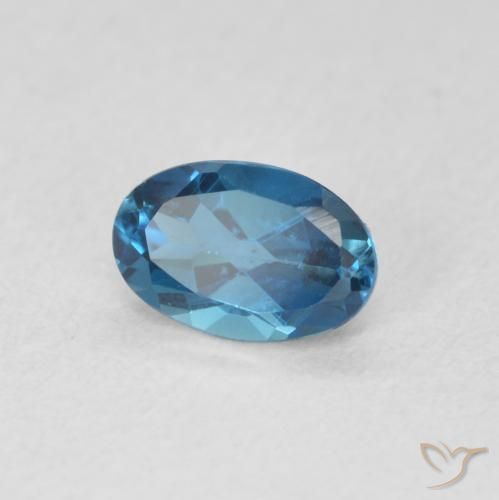 0.60 ct Blue Topaz Stone, Natural Topaz in Oval Facet Shape for Sale