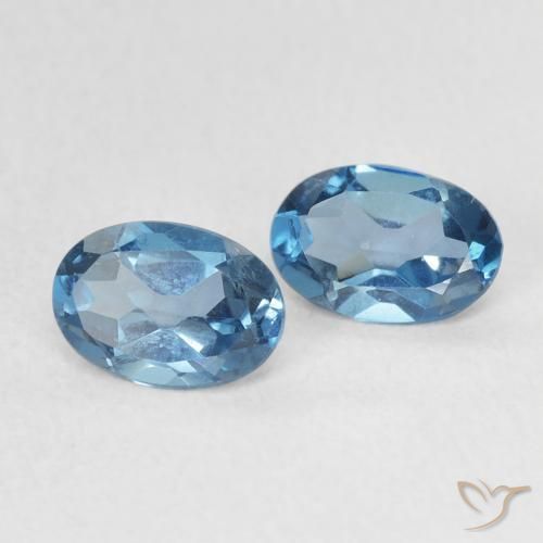 1.10 ctw Blue Topaz Stones, Natural Topaz in Oval Facet Shape for Sale