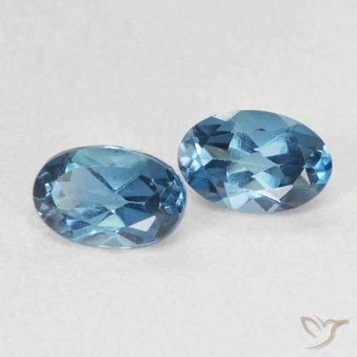 1.25 ctw Blue Topaz Stones, Natural Topaz in Oval Facet Shape for Sale