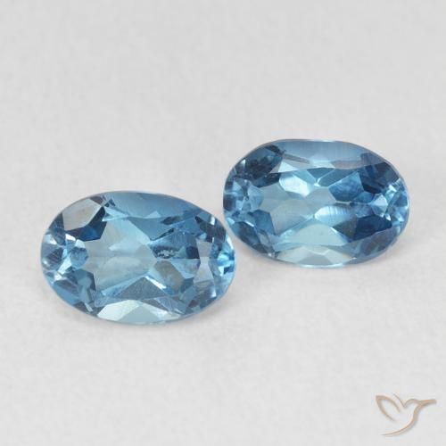 1.19 ctw Blue Topaz Stones, Natural Topaz in Oval Facet Shape for Sale