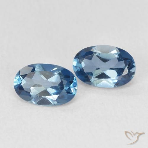 1.12 ctw Blue Topaz Stones, Natural Topaz in Oval Facet Shape for Sale