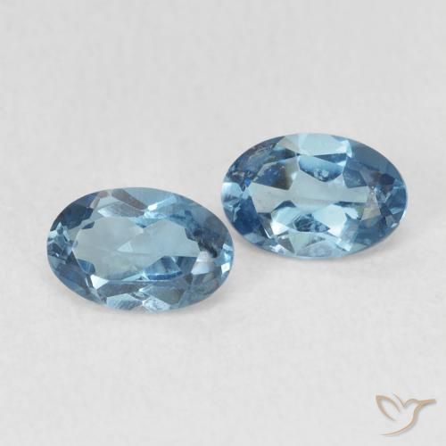0.98 ctw Blue Topaz Stones, Natural Topaz in Oval Facet Shape for Sale