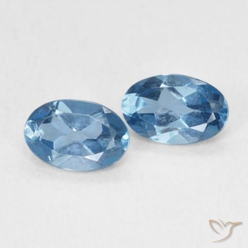 1.07 ctw Blue Topaz Stones, Natural Topaz in Oval Facet Shape for Sale