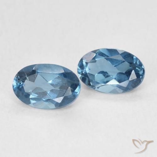 1.20 ctw Blue Topaz Stones, Natural Topaz in Oval Facet Shape for Sale