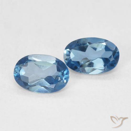 1.13 ctw Blue Topaz Stones, Natural Topaz in Oval Facet Shape for Sale