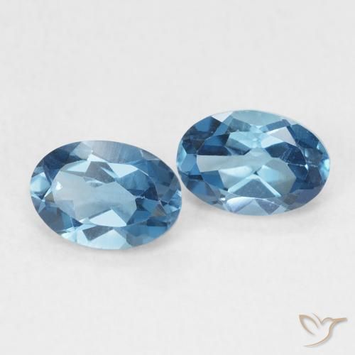 1.19 ctw Blue Topaz Stones, Natural Topaz in Oval Facet Shape for Sale