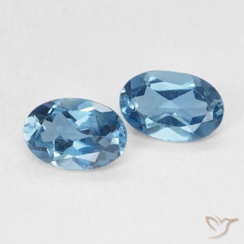 1.09 ctw Blue Topaz Stones, Natural Topaz in Oval Facet Shape for Sale