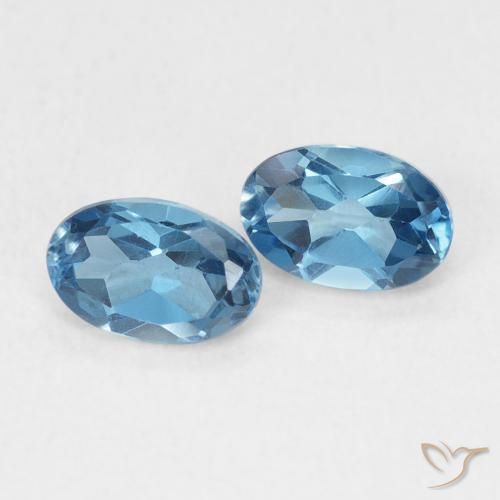 1.17 ctw Blue Topaz Stones, Natural Topaz in Oval Facet Shape for Sale