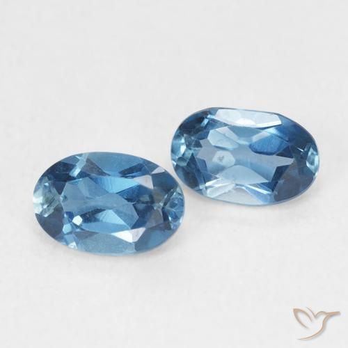 1.19 ctw Blue Topaz Stones, Natural Topaz in Oval Facet Shape for Sale