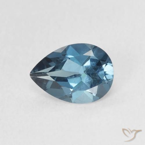 0.76ct Natural London Blue Topaz, Pear Shape, VVS-VS