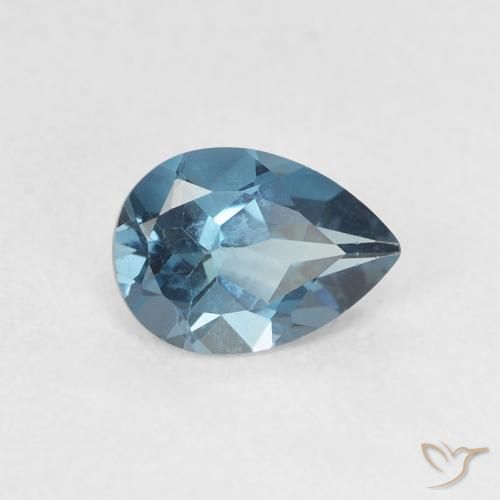 0.76 ct Blue Topaz Stone, Natural Topaz in Pear Facet Shape for Sale