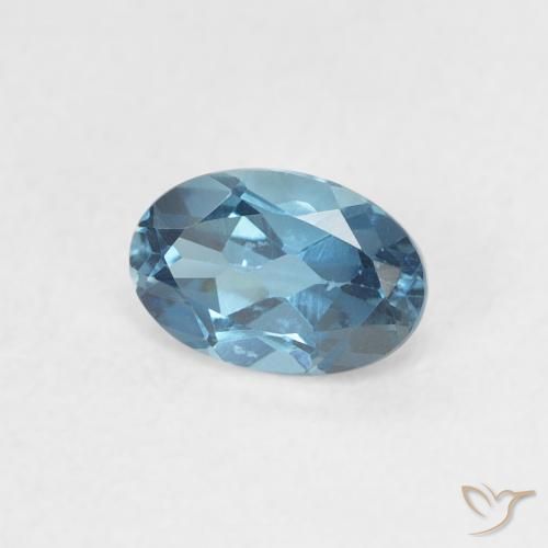 0.56 ct Blue Topaz Stone, Natural Topaz in Oval Facet Shape for Sale
