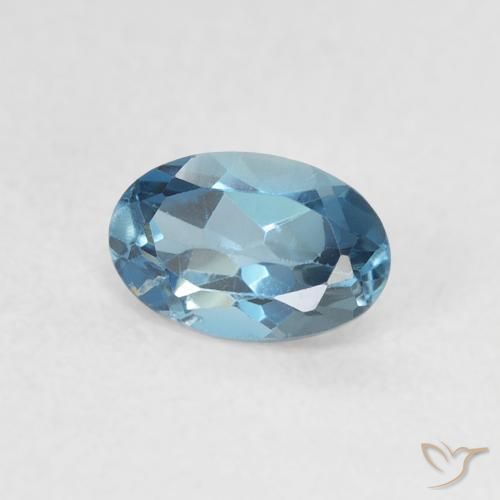 0.58 ct Blue Topaz Stone, Natural Topaz in Oval Facet Shape for Sale