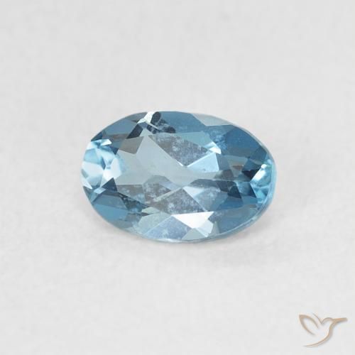 0.57 ct Blue Topaz Stone, Natural Topaz in Oval Facet Shape for Sale