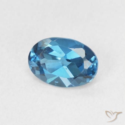 0.63 ct Blue Topaz Stone, Natural Topaz in Oval Facet Shape for Sale