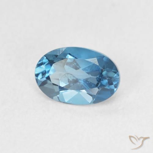 0.60 ct Blue Topaz Stone, Natural Topaz in Oval Facet Shape for Sale