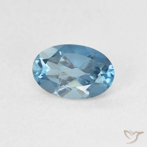 0.54 ct Blue Topaz Stone, Natural Topaz in Oval Facet Shape for Sale