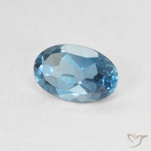 0.61 ct Blue Topaz Stone, Natural Topaz in Oval Facet Shape for Sale